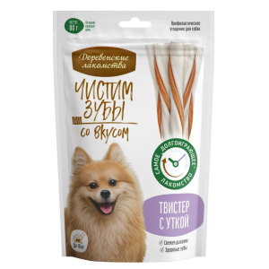 Деревенские лакомства Лакомство для чистки зубов у собак мелких пород (утка), 80г