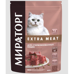Мираторг Extra Meat сухой корм  для кошек стерилизованных старше 1 года, c нежной телятиной,0,4кг