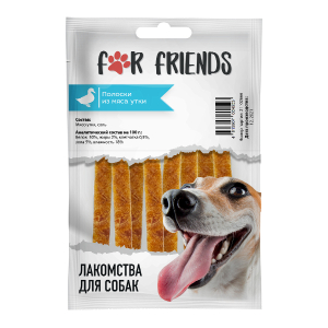 For Friends Лакомство для собак (полоски из мяса утки), 50г
