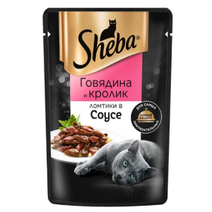 Sheba Ломтики в соусе (Говядина и кролик),75г