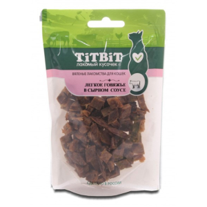 TitBit Вяленые лакомства Легкое говяжье в сырном соусе для кошек  , 25г