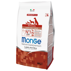Monge Dog Speciality Puppy&Junior сухой корм для щенков всех пород с ягненком, рисом и картофелем, 800 гр