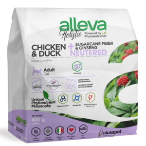 Alleva Holistic Корм для кастрированных котов и стерилизованных кошек для выведения шерсти с курицей и уткой 0,4 кг