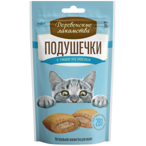 Деревенские лакомства для кошек Подушечки с пюре (лосось) 30 гр