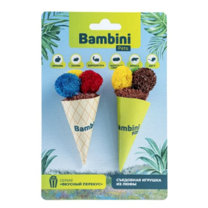 Игрушка Bambini Pets для грызунов "Мороженое рожок" из люфы (2 шт)