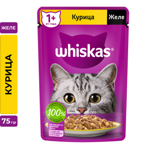 Whiskas Корм консервированный для кошек (курица в желе), 75г