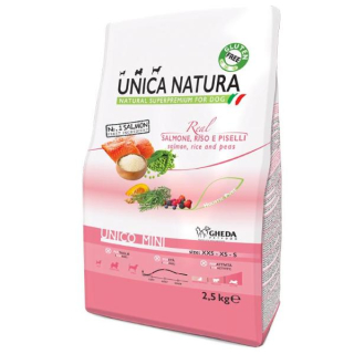 Unica Natura Корм сухой для собак мелких пород (семга, рис, горох), 800г 