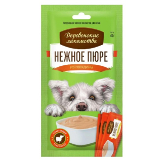 Деревенские лакомства Лакомство для собак (нежное пюре из говядины), 1шт