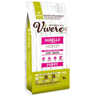 Vivere Корм сухой низкозерновой для щенков средних пород (ягненок), 3кг