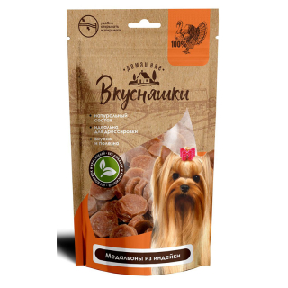Домашние вкусняшки Лакомство для собак (медальоны из индейки), 500г