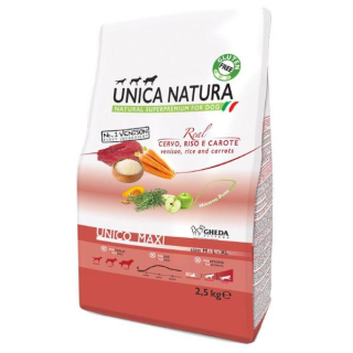 Unica Natura Корм сухой для собак средних, крупных и гигантских пород (оленина, рис и морковь), 2,5кг