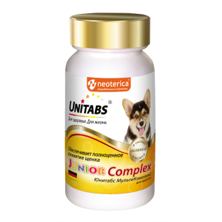 Unitabs JuniorComplex Витаминно-минеральный комплекс для щенков, для полноценного развития, 100таб
