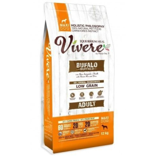 Vivere Корм сухой низкозерновой для взрослых собак крупных пород (буйвол), 12кг