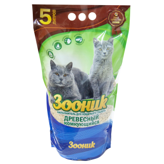 Наполнитель "Зооник" древесный комкующийся, 5 л