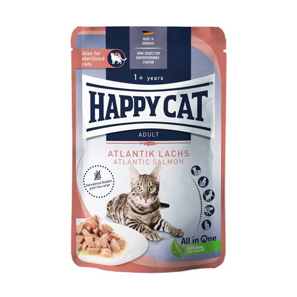 Happy Cat Culinary Meat in Sauce AtlantikLachs Мясные кусочки в соусе из атлантического лосося для кошек, 85 гр