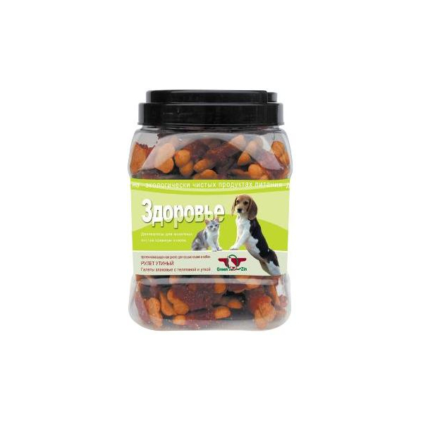 GreenQZin "Здоровье" Лакомство для собак (галеты с телятиной и уткой), 750г