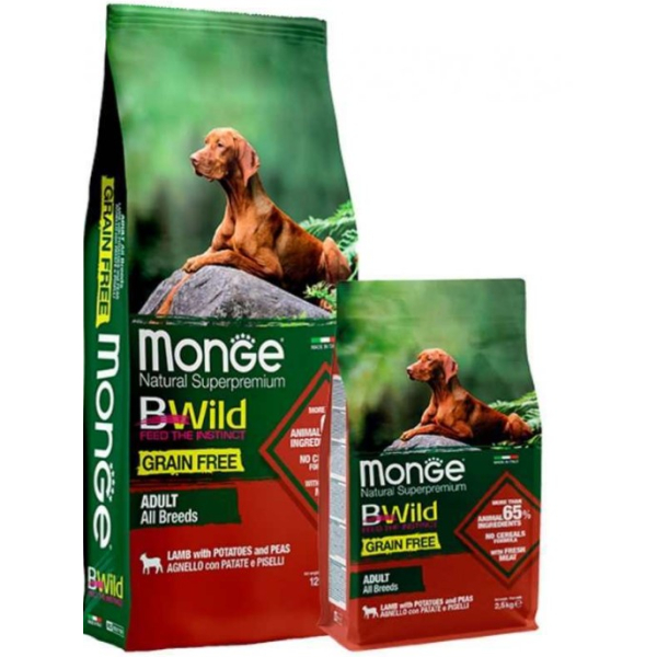 Monge Dog BWild GRAIN FREE сухой корм для собак беззерновой, из мяса ягненка с картофелем,2,5кг