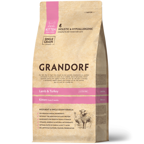 Grandorf Kitten Корм сухой низкозерновой для котят (ягненок, индейка), 2кг