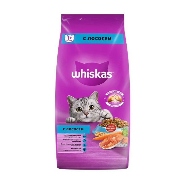 Whiskas для взрослых кошек подушечки с паштетом (Лосось), 350г