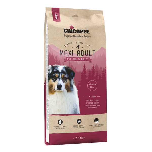 Chicopee CNL Корм сухой для взрослых собак крупных пород (птица, просо), 15кг
