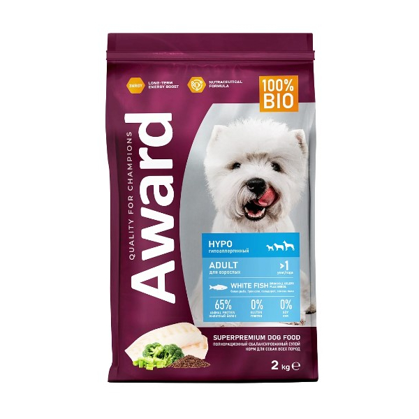 Award Dog Hypo гипоаллергенный корм для собак (Белая рыба)