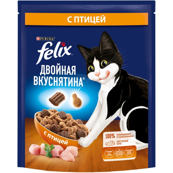 Felix "Двойная вкуснятина" Корм сухой для кошек (птица)
