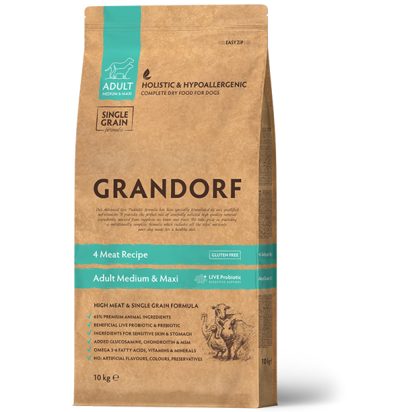 Grandorf Probiotics Корм сухой для взрослых собак всех пород, с пробиотиками (4 вида мяса)