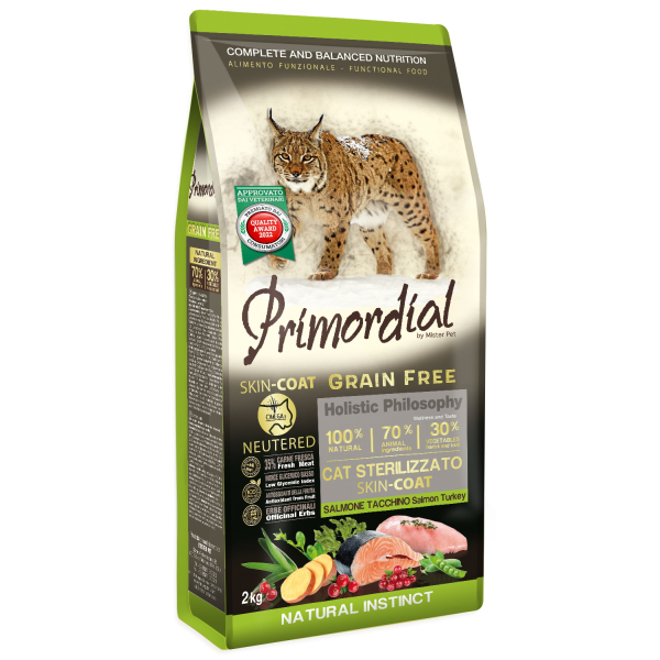 Primordial Cat Neutered Skin & Coat Salmon-Turkey / для здоровья кожи и шерсти стерилизованных кошек с лососем и индейкой 2кг