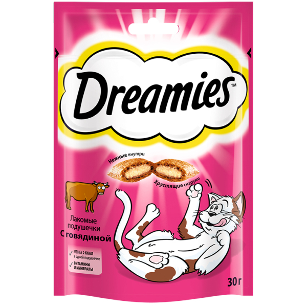 Dreamies Лакомые подушечки для кошек (говядина)