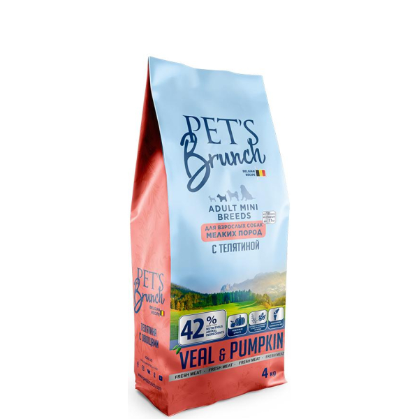 Pet's Brunch Корм сухой для щенков и кормящих собак (телятина), 4кг