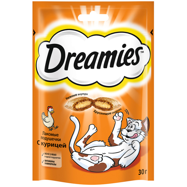 Dreamies Лакомые подушечки для кошек (курица)