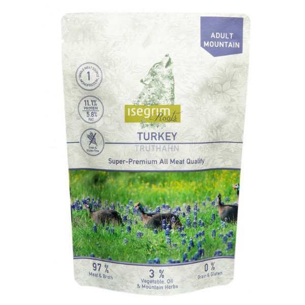 Isegrim Roots Корм консервированный для взрослых собак (индейка, овсяный корень), 410г