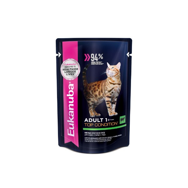 Eukanuba Корм консервированный для кошек (говядина в соусе), 85г