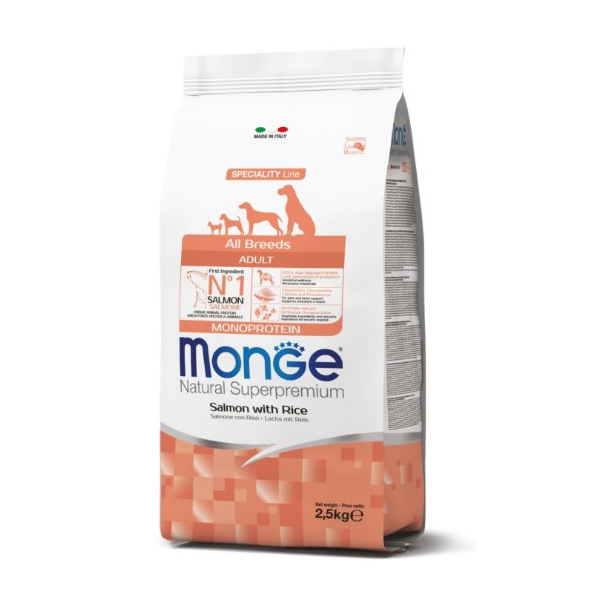 Monge Dog Speciality Line Monoprotein сухой корм для собак всех пород, из лосося с рисом,2,5кг