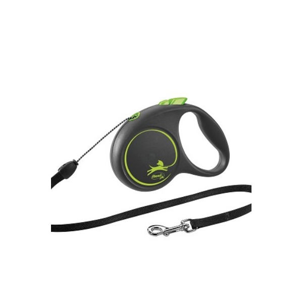 Flexi Поводок-рулетка,"Black DESIGN"зеленая (S),трос,5м
