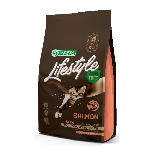 Natures Protection Lifestyle для котят с лососем, 1.5 кг