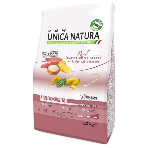 Unica Natura Корм сухой для собак миниатюрных и маленьких пород (утка, рис и картофель)