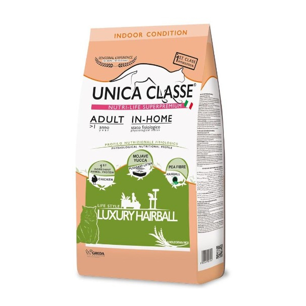 Unica Classe Adult In-Home Luxury Hairball для взрослых домашних кошек (Курица), 1,5 кг