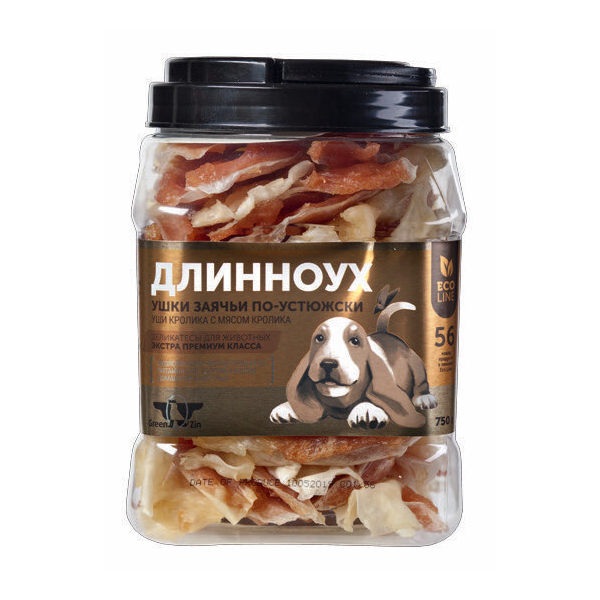 GreenQZin "Длинноух" Лакомство для собак (сушеное ассорти с крольчатиной), 750г