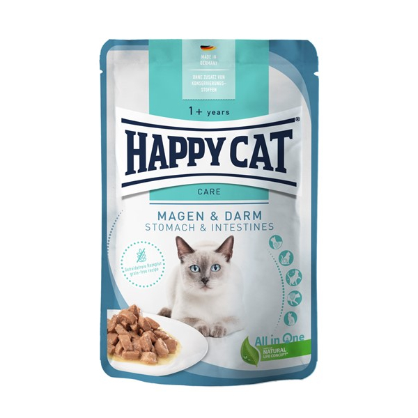 Happy Cat Care Meat in Sauce Magen & Darm Мясные кусочки в соусе с чувствительным пищеварением для кошек, 85 гр