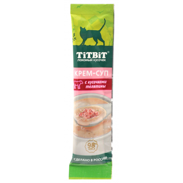 TiTBiT Лакомство для кошек (крем-суп с кусочками телятины), 10г