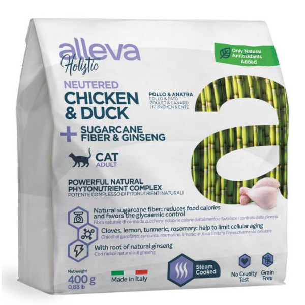 Alleva Holistic Корм сухой беззерновой для стерилизованных кошек (курица, утка)