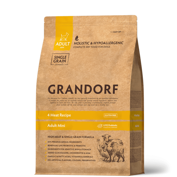 Grandorf Probiotics Корм сухой гипоаллергенный для собак мелких пород, с пробиотиками (4 вида мяса)