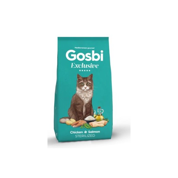 GOSBI EXCLUSIVE CAT STERILIZED сухой корм для кошек курица и лосось,400г