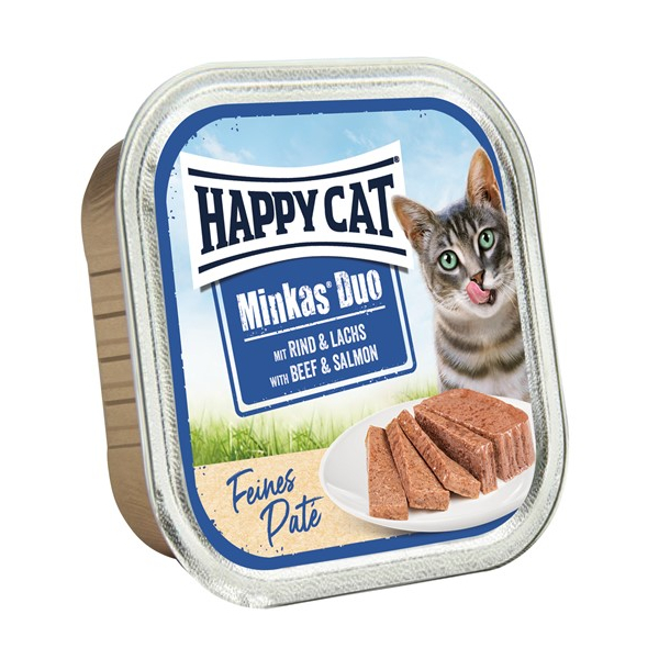 Happy Cat Rind & Wildlachs Paté Мясной паштет из альпийской говядины и дикого лосося для кошек, 100 гр