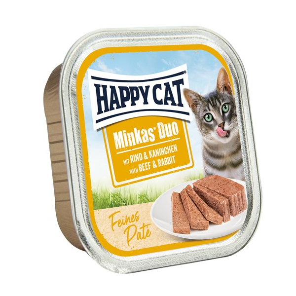 Happy Cat Rind & Kaninchen Paté Мясной паштет из альпийской говядины и домашнего кролика для кошек, 100 гр