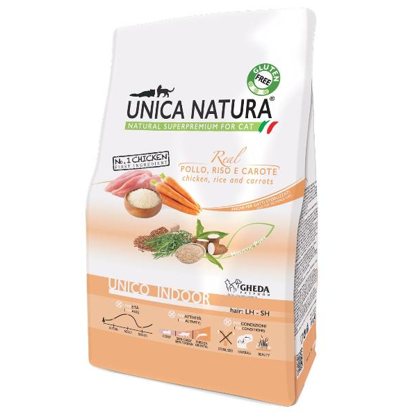Unica Natura Корм сухой для кошек (курица, рис, морковь)