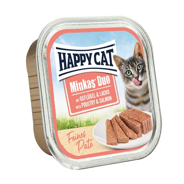 Happy Cat Geflügel & Lachs Paté Мясной паштет из фермерской птицы и атлантического лосося для кошек, 100 гр