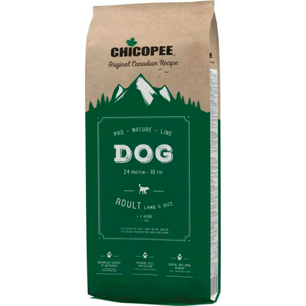 Chicopee Pro Nature Line Корм сухой для взрослых собак всех пород (ягненок, рис), 20кг