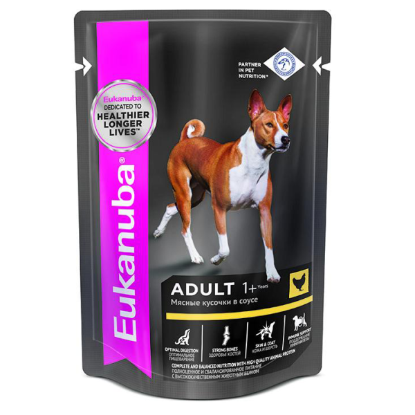 Eukanuba Корм консервированный для взрослых собак всех пород (курица в соусе), 100г